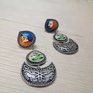 Chandbali Dangle Earrings with Mina Work