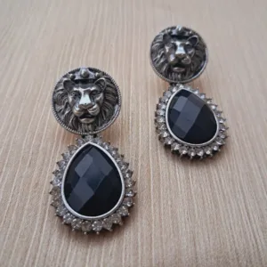 ✨ Exquisite German Silver Black American Diamond Earrings ✨