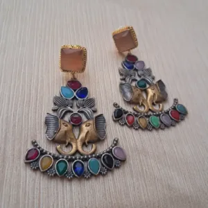 German Silver Antique Elephant Earrings
