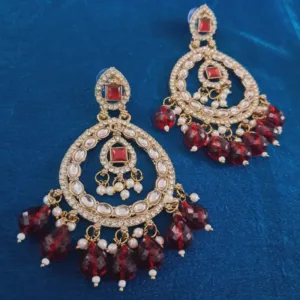 Kundan & American Diamond with Red Waterdrop Beads