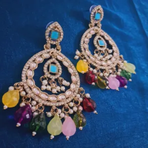 Kundan & American Diamond with Multicolor Waterdrop Beads