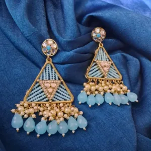 💙 Kundan AD Pearl & Turquoise Statement Earrings