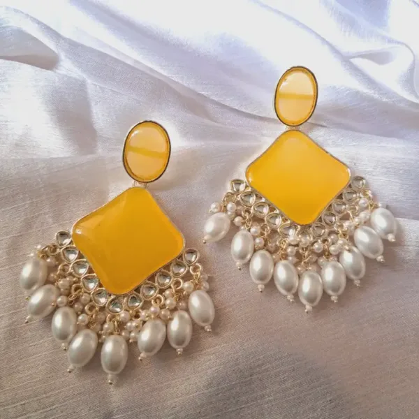 trending yellow chandbali