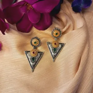 Oxidized German silver earrings for Navratri party and daily wear Lightweight oxidized silver earrings for party wear and daily styling Beautiful oxidized German silver earrings for Navratri celebration