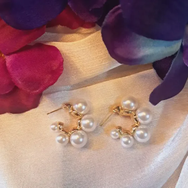 Korean pearl stud earrings for office and daily wear
